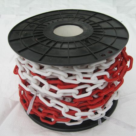 8mm x 25 metre red white plastic chain long link garden decorative safety barrier 2928 p